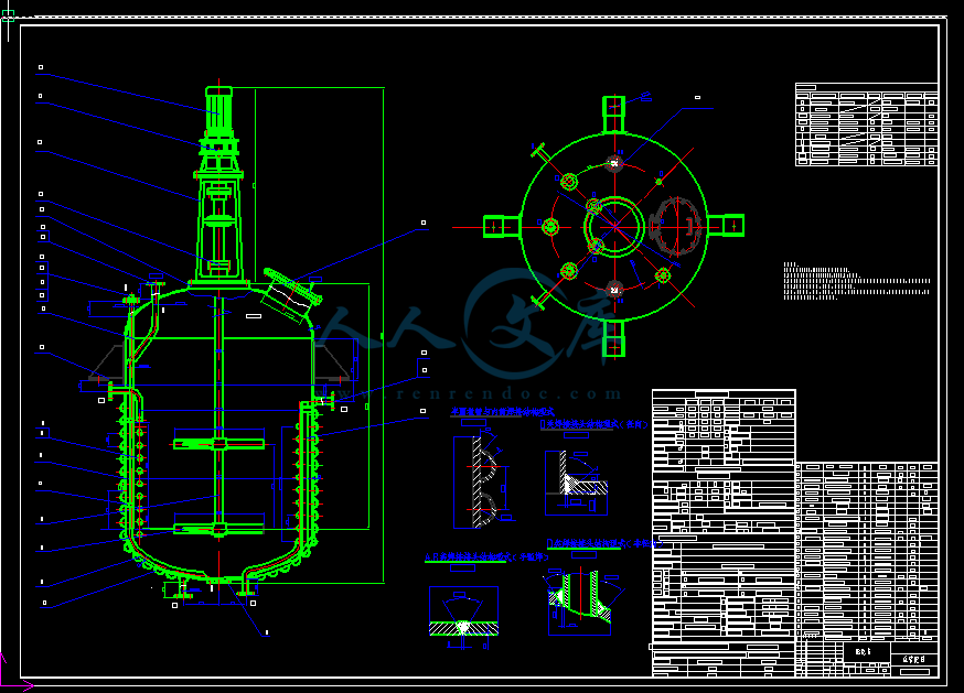 6立方米搅拌反应釜(酯化釜)和储罐设计(全套cad图 说明书 开题报告