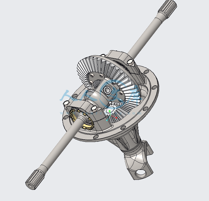 锥齿轮差速器内部结构3d模型三维图纸 step格式