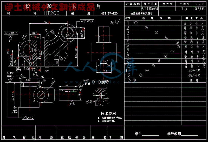 气门摇臂轴支座的机械加工工艺及夹具设计钻两孔夹具