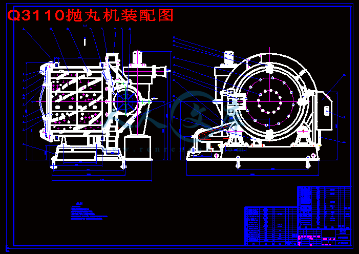 dwg q3110抛丸机装配图.dwg q3110抛丸机设计开题报告.