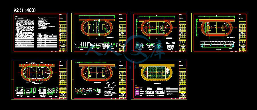 300m塑胶跑道施工cad图纸