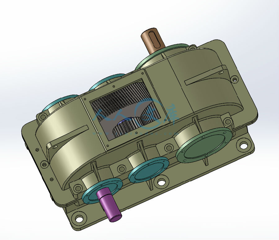 兩級圓柱齒輪減速器三維圖solidworks三維圖