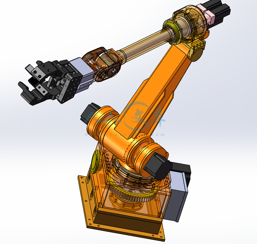 六自由度工業機械手臂機器人手臂關節包含3d2d圖紙二維三維