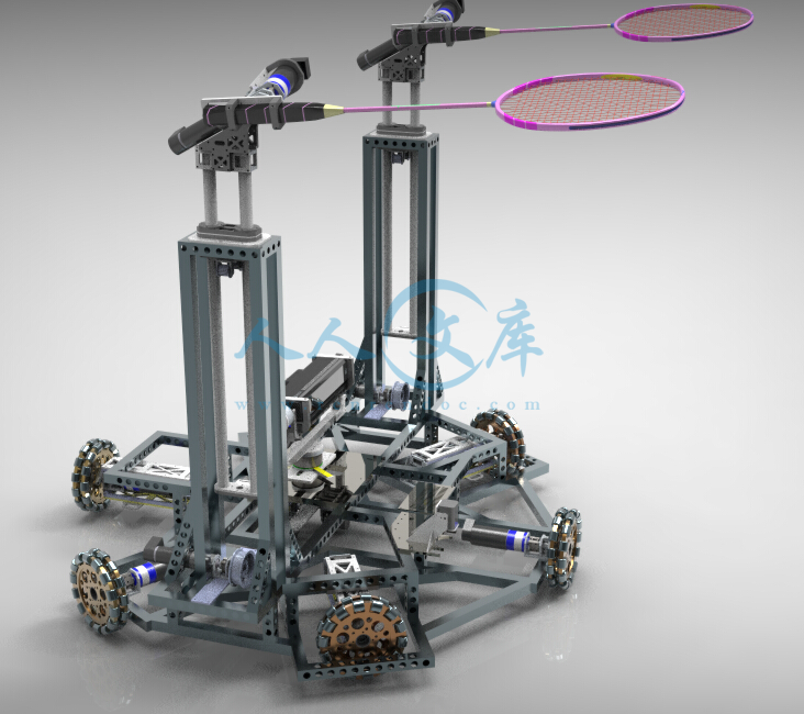 双打羽毛球移动机器人设计三维图纸