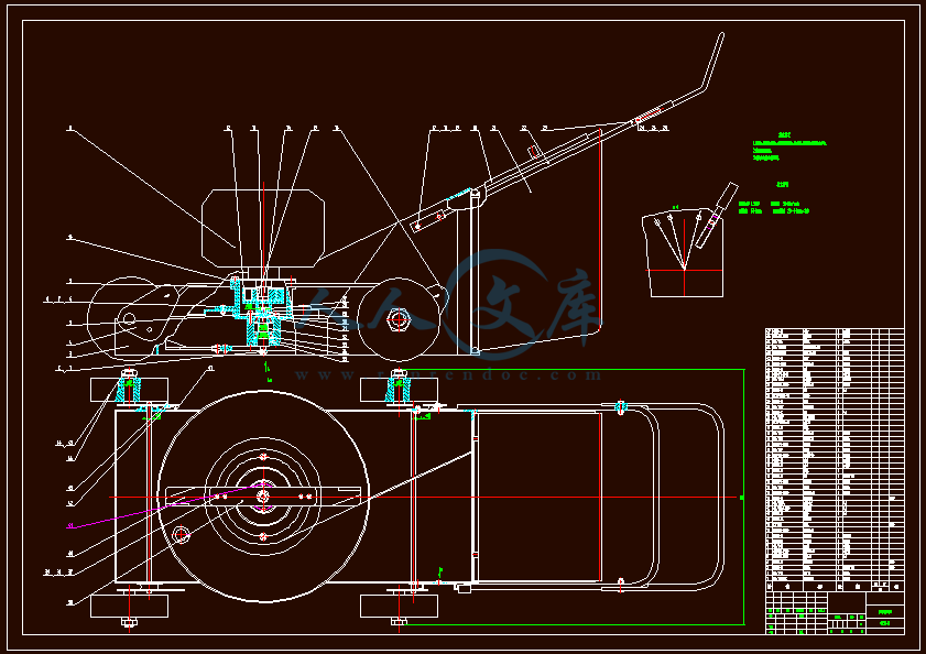 新型手推式割草機設計機械部分設計全套含cad圖紙